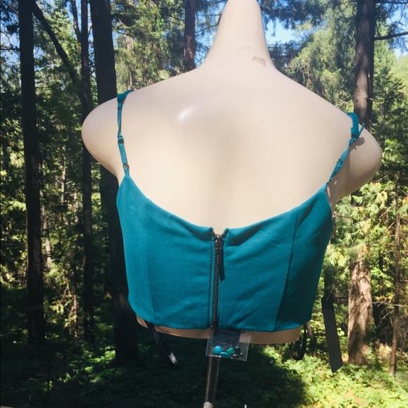 Bebe  beaded camisole bra top in aqua green /blue embellished corset top,HPx2 - Picture 7 of 7